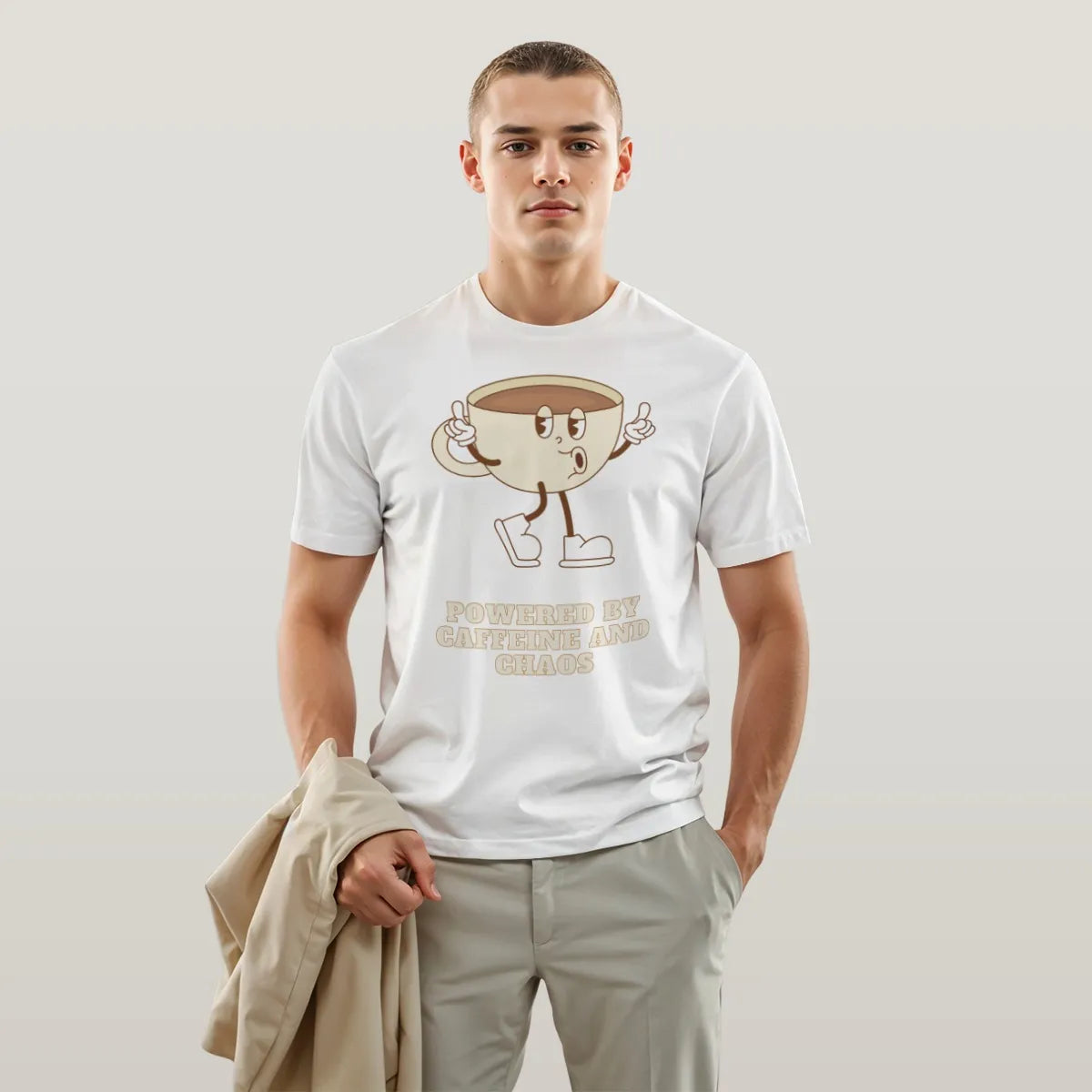 T-SHIRT - "Powered By Caffeine and Chaos"