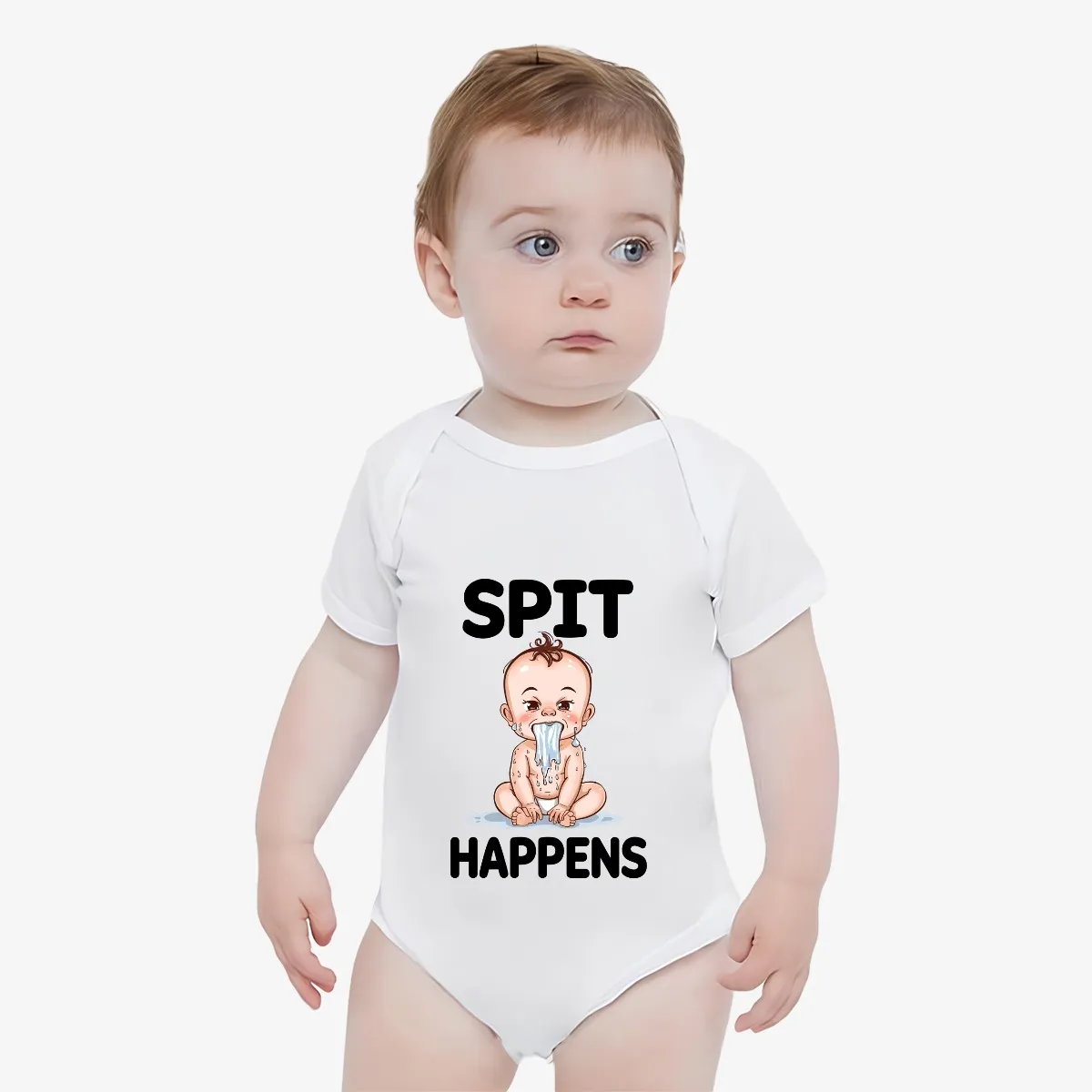 BABY ONESIE - "Spit Happens"