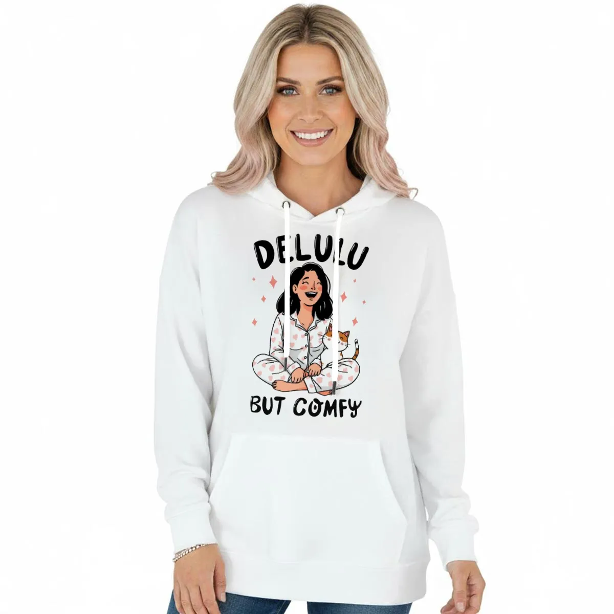 WOMEN'S HOODIE - "Delulu But Comfy"