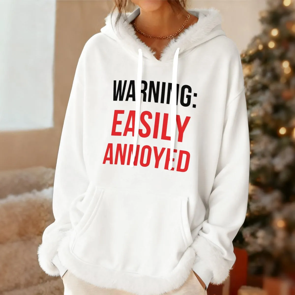 WOMEN'S FLEECE HOODIE - "Warning: Easily Annoyed"